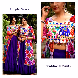shiv purple cotton navratri lehenga choli with gamthi work