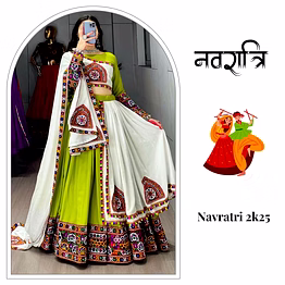 shiv pure rayon cotton navratri lehenga choli with gamthi work