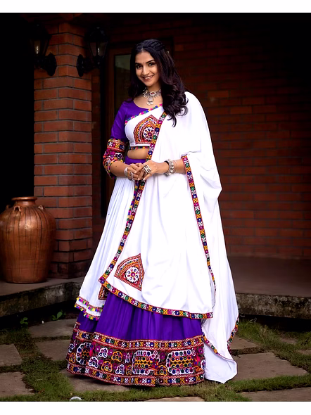 Pure Rayon Cotton Navratri Lehenga Choli With Gamthi Work-GRTN8050_Purple