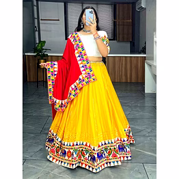 shiv yellow cotton lehenga with gamathi work
