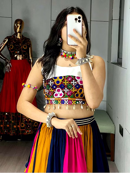 Pure Unn Kutchhi Work Fancy Top with Real Mirrors-4