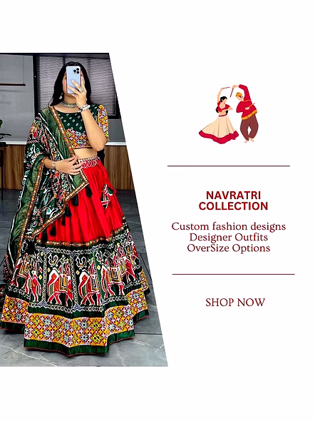 Red Printed Patola Lehenga Set-GRTN8018