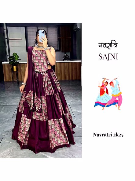 Beautiful Wine Pure Rayon Cotton Lehenga Choli