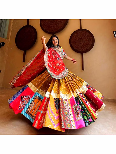 Real Mirror Work Digital print Chnaiya Choli For Navratri 100-2