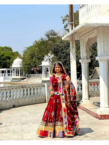 Real Mirror Work Digital print Chnaiya Choli For Navratri 103G-Red-3