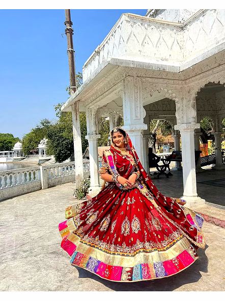 Real Mirror Work Digital print Chnaiya Choli For Navratri 103G-Red-4