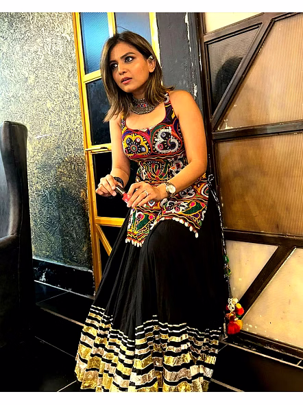 Real Mirror Work Digital Print Chaniya Choli-2