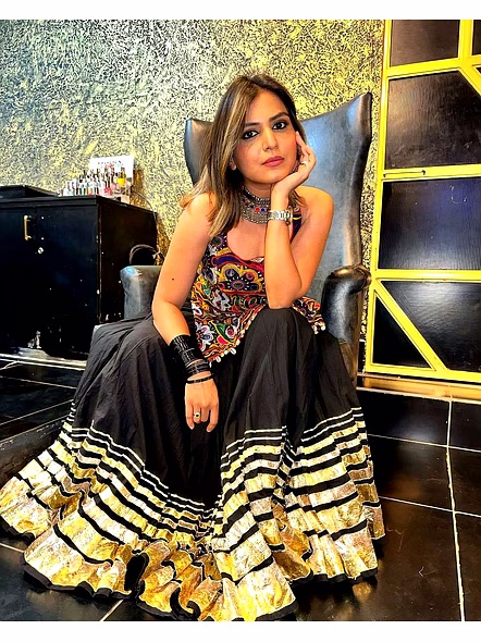 Real Mirror Work Digital Print Chaniya Choli-3