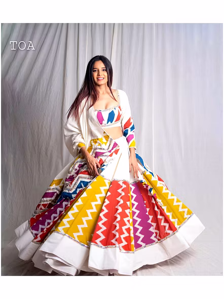 Real Mirror Work Digital print Chnaiya Choli For Navratri 120