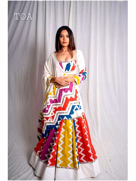 Real Mirror Work Digital print Chnaiya Choli For Navratri 120