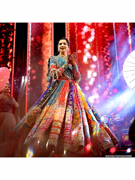 Kinjal Dave Real Mirror Work Digital Printed Chaniya Choli