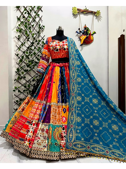 Kinjal Dave Real Mirror Work Digital Printed Chaniya Choli-2