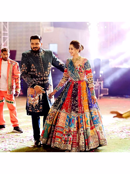 Kinjal Dave Real Mirror Work Digital Printed Chaniya Choli-3