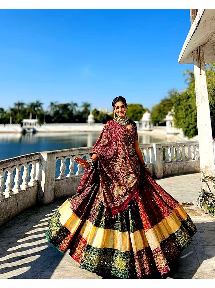 Real Mirror Work Digital print Chnaiya Choli For Navratri 122