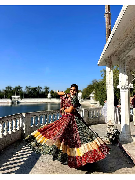 Real Mirror Work Digital print Chnaiya Choli For Navratri 122-3