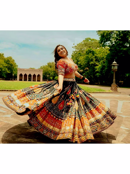 Real Mirror Work Digital print Chnaiya Choli For Navratri 123