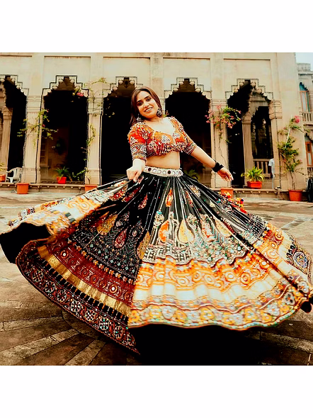 Real Mirror Work Digital print Chnaiya Choli For Navratri 123-2