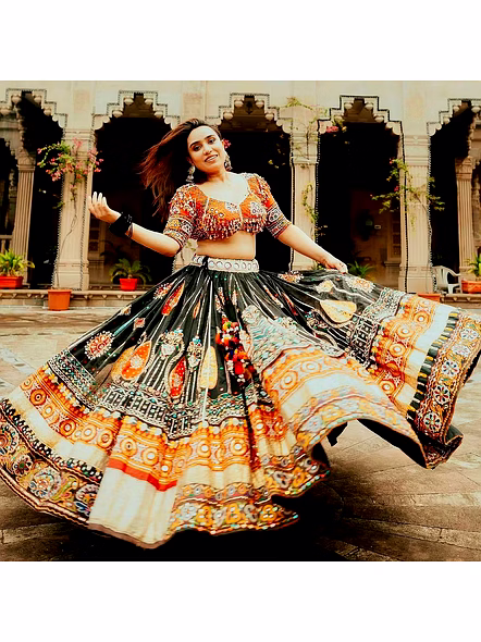 Real Mirror Work Digital print Chnaiya Choli For Navratri 123-3