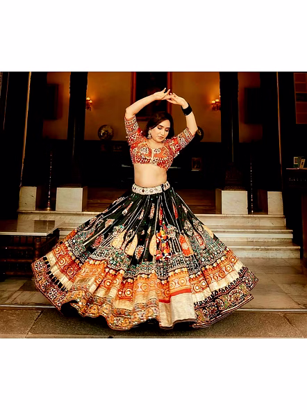 Real Mirror Work Digital print Chnaiya Choli For Navratri 123-5