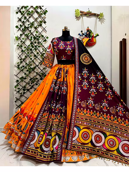 Real Mirror Work Digital print Chnaiya Choli For Navratri 129-4