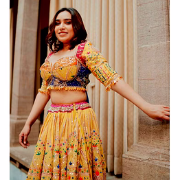 shiv digital print mirror work lehenga choli for navratri