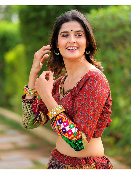 Real Mirror Work Digital print Chnaiya Choli For Navratri 131