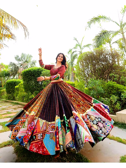 Real Mirror Work Digital print Chnaiya Choli For Navratri 131-4