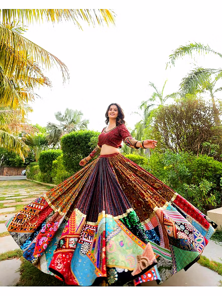 Real Mirror Work Digital print Chnaiya Choli For Navratri 131-5