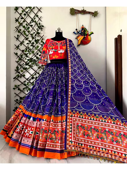 Real Mirror Work Digital print Chnaiya Choli For Navratri 133-2