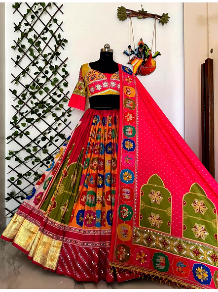 Real Mirror Work Digital print Chnaiya Choli For Navratri 135