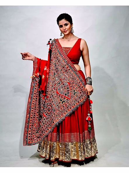 Real Mirror Work Digital print Chnaiya Choli For Navratri 136-2