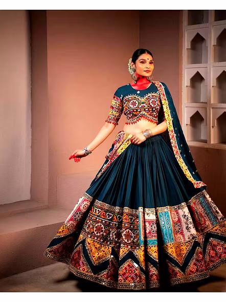 Real Mirror Work Digital print Chnaiya Choli For Navratri 138-1