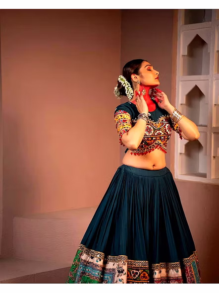 Real Mirror Work Digital print Chnaiya Choli For Navratri 138-2