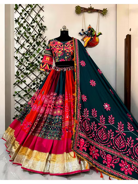 Real Mirror Work Digital print Chnaiya Choli For Navratri 141-1