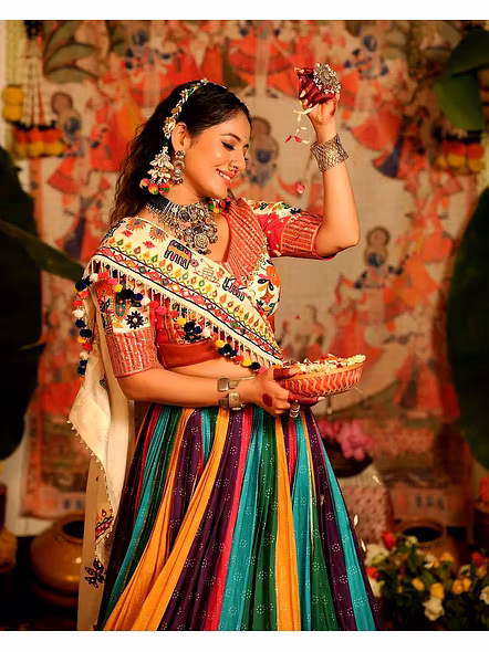 Real Mirror Work Digital print Chnaiya Choli For Navratri 142-4