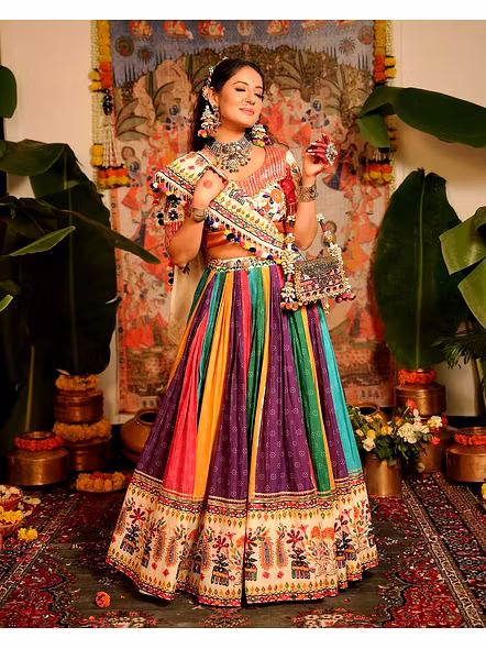 Real Mirror Work Digital print Chnaiya Choli For Navratri 142-5