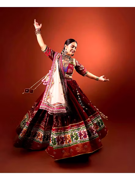 Real Mirror Work Digital print Chnaiya Choli For Navratri 147-2