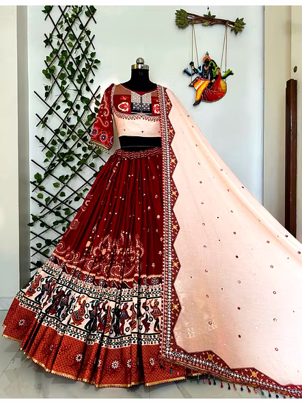 Real Mirror Work Digital print Chnaiya Choli For Navratri 147-3