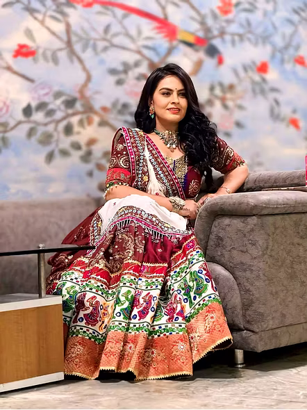 Real Mirror Work Digital print Chnaiya Choli For Navratri 147-5