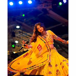 shiv kinjal dave yellow digital printed chaniya choli