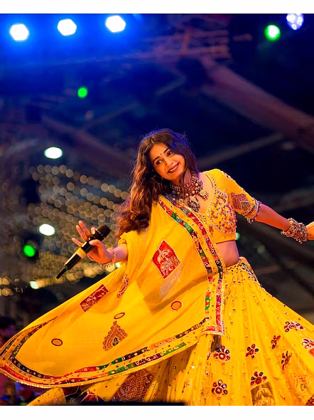 Kinjal Dave Yellow Digital Printed Chaniya Choli