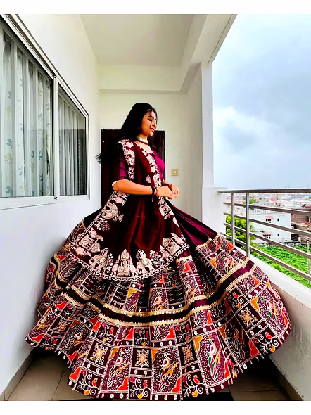 Real Mirror Work Digital print Chnaiya Choli For Navratri 150-1