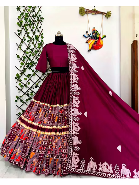Real Mirror Work Digital print Chnaiya Choli For Navratri 150-5