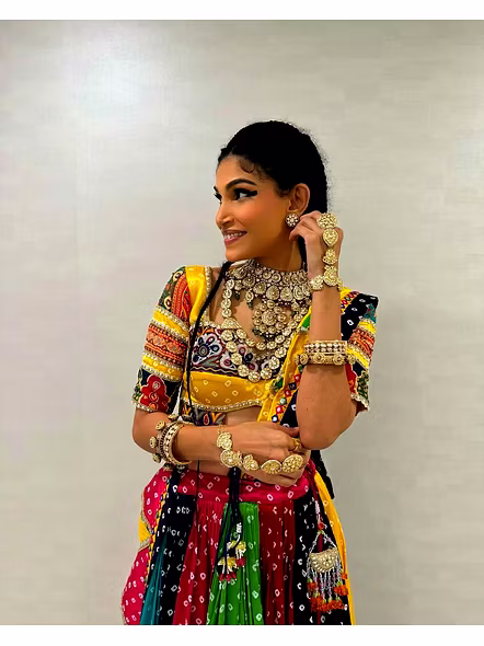 Real Mirror Work Digital print Chnaiya Choli For Navratri 152-Yellow-1