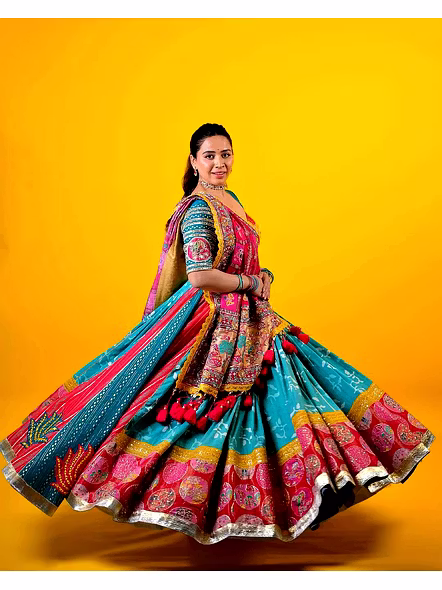 Real Mirror Work Digital print Chnaiya Choli For Navratri 154