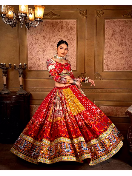 Real Mirror Work Digital print Chnaiya Choli For Navratri 156-1