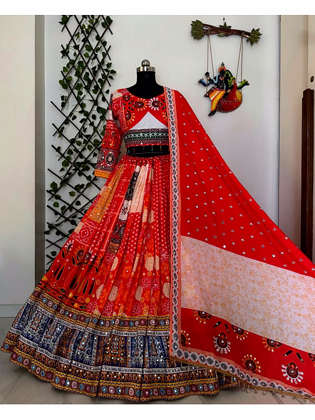 Real Mirror Work Digital print Chnaiya Choli For Navratri 156-3