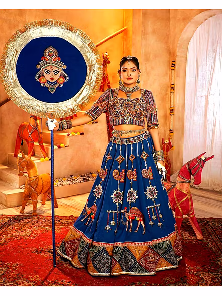 Real Mirror Work Digital print Chnaiya Choli For Navratri 158-1