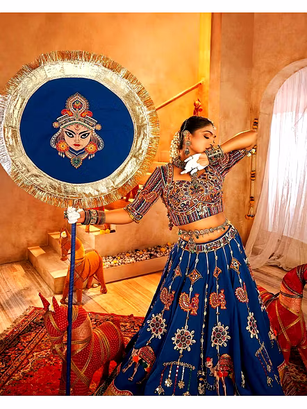 Real Mirror Work Digital print Chnaiya Choli For Navratri 158-2