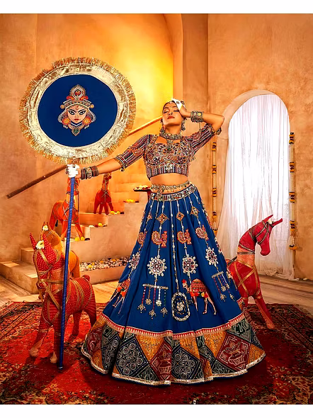 Real Mirror Work Digital print Chnaiya Choli For Navratri 158-4